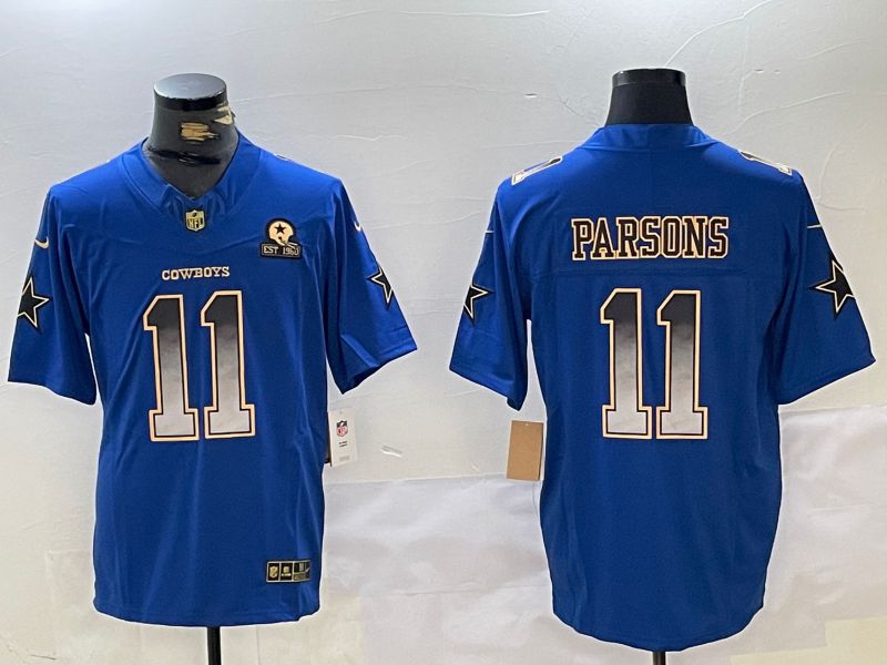 Men Dallas Cowboys 11 Parsons Blue Three generations 2024 Nike Vapor Limited NFL Jersey style 1